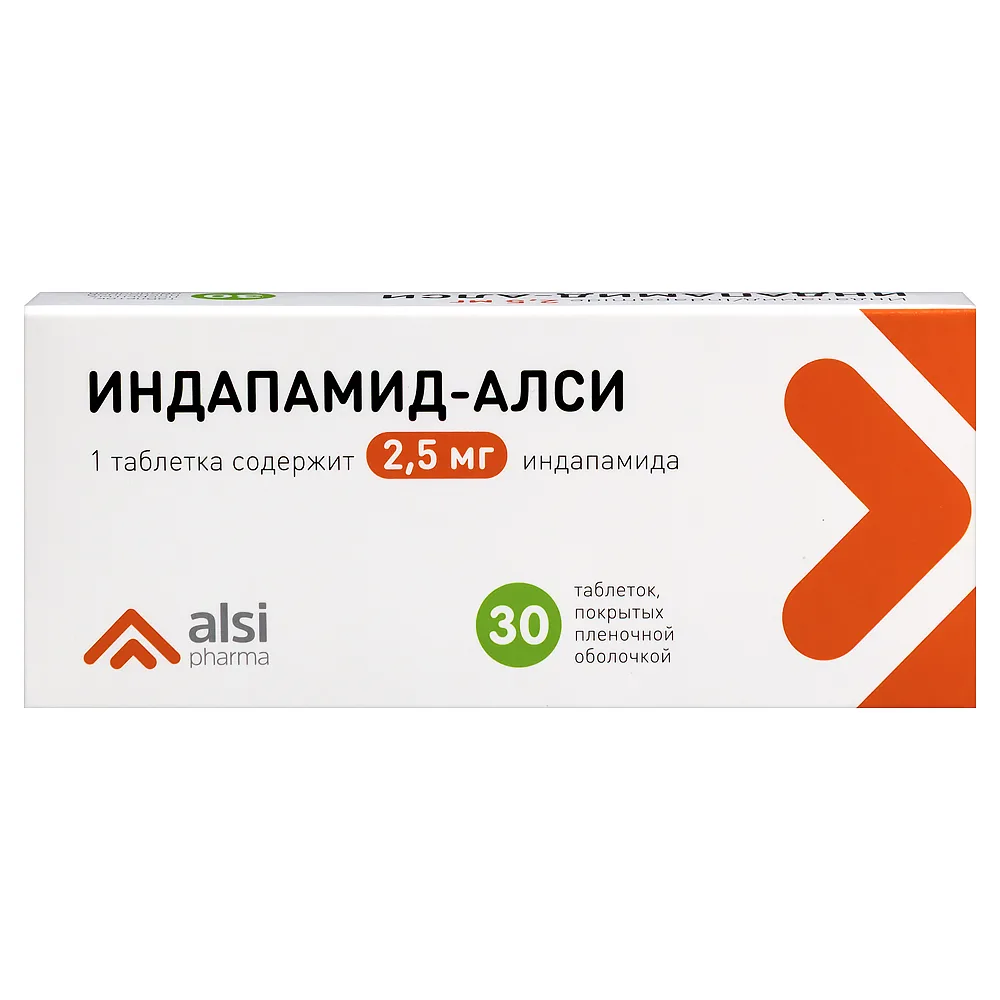 Indapamide-Alsi 2.5 mg 30 coated tablets