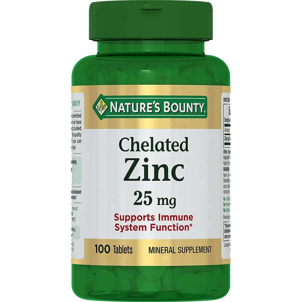 Nature's Bounty Zinc Chelate 25 mg 100 tablets 402 mg