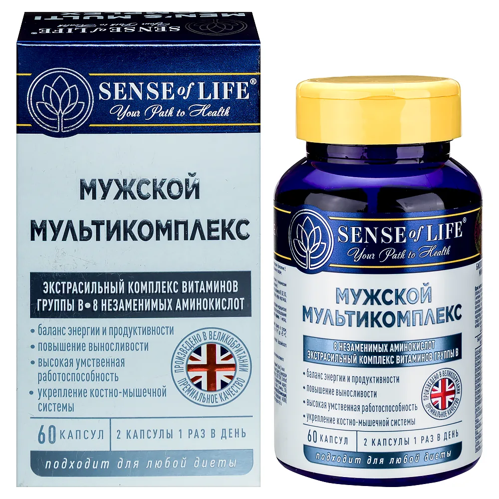 Sense of Life Men's Multivitamin and Mineral Complex 60 capsules 597 mg/jar