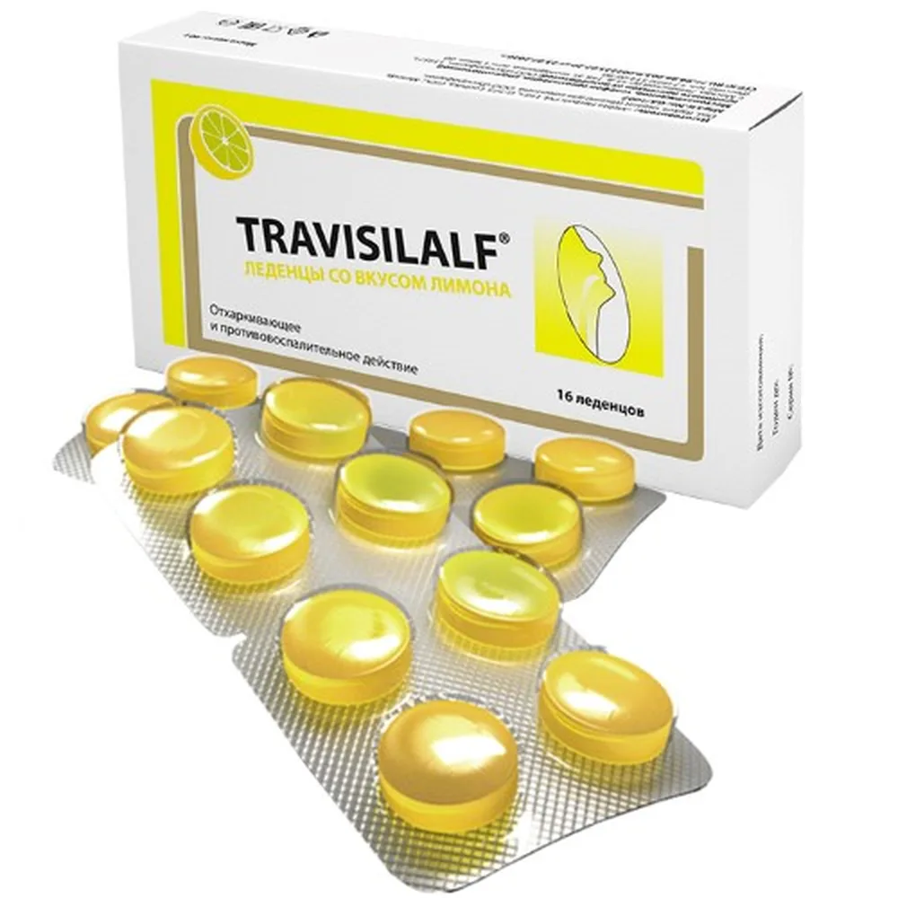 Travisilalf Lemon Flavored Lozenges 16 pcs 2.5 g each