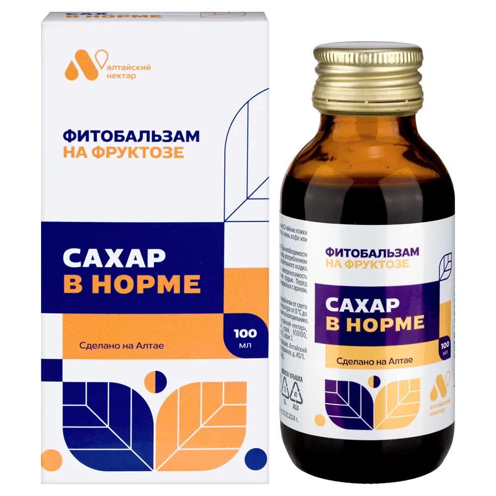 Altai Nectar Phytobalm with Fructose Sugar Norm 100 ml Bottle Liquid