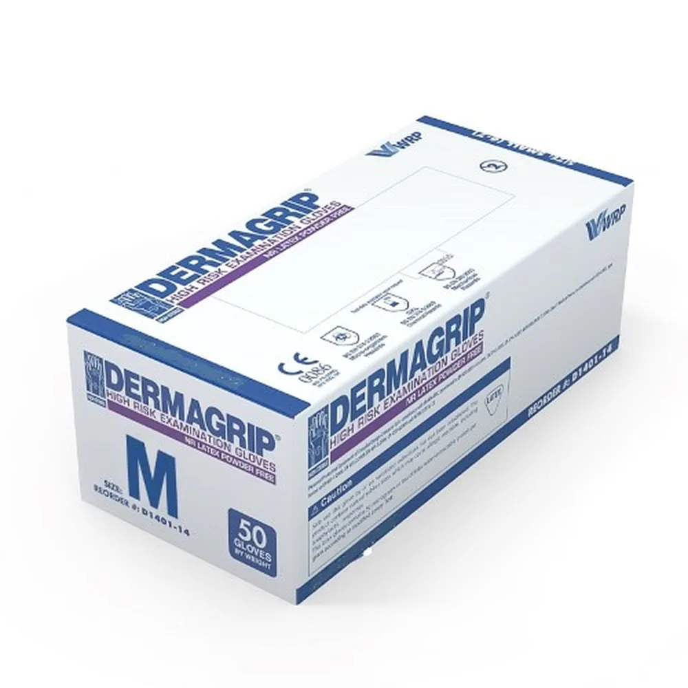 Dermagrip High Risk Unpowdered Examination Gloves M 25 pairs