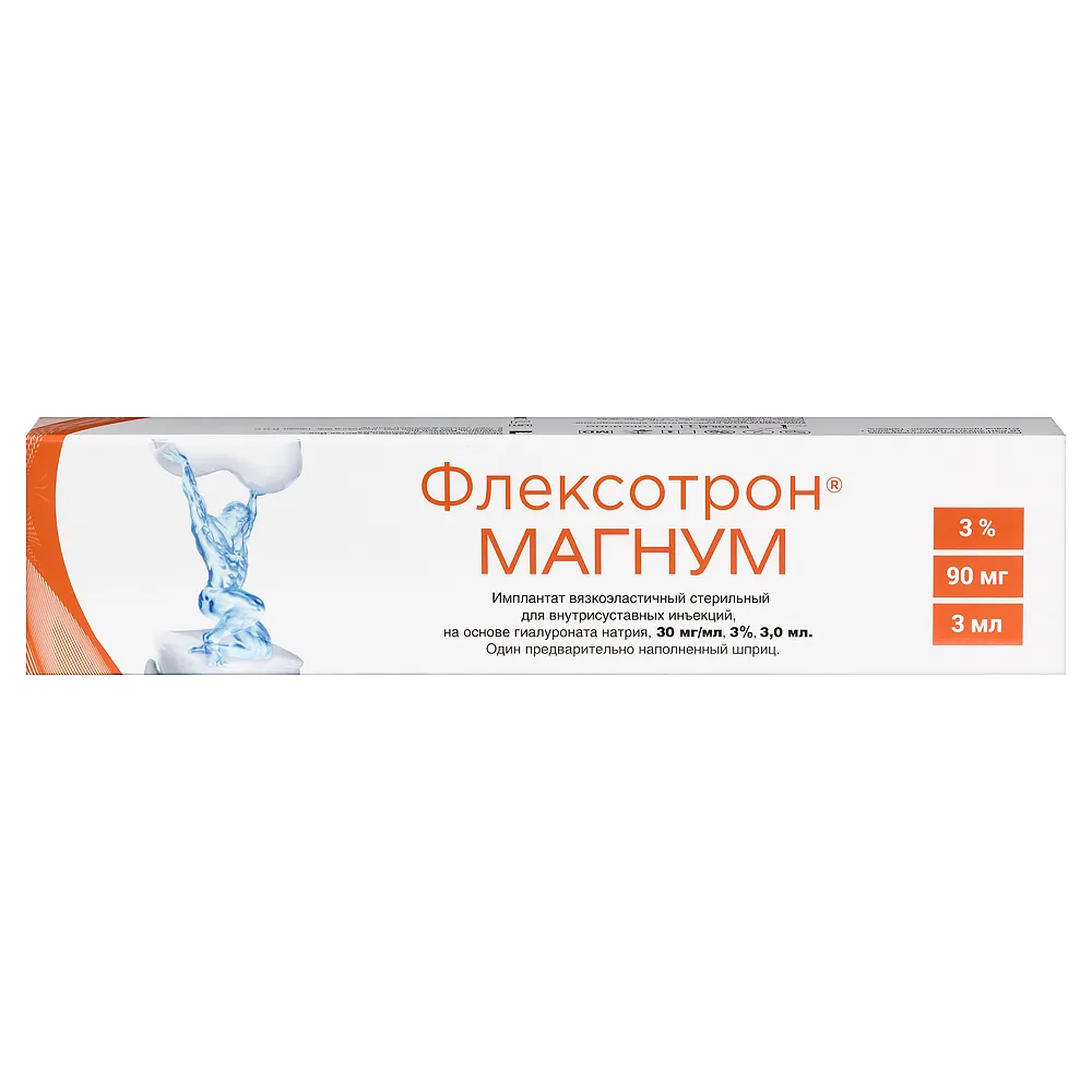 Flexotron Magnum Viscous Elastic Sterile Implant for Intra-Articular Injection Sodium Hyaluronate 3% 30 mg/ml 3 ml 1 pc. syringe