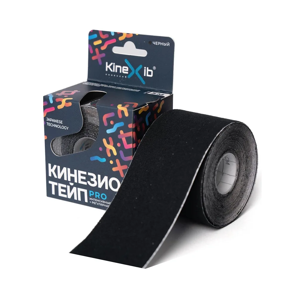 Kinexib Pro Kinesiology Tape Non-Sterile Adhesive Restorative Black 5 cm x 5 m