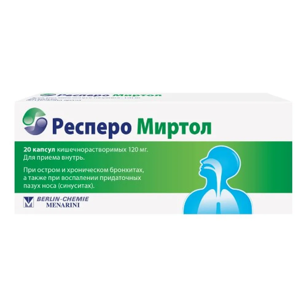 Respira Myrtol 120 mg 20 capsules enteric-coated