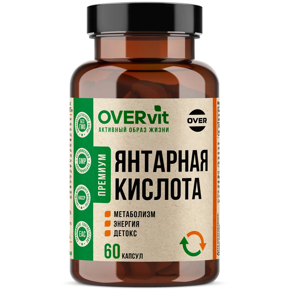 Overvit succinic acid 400 mg 60 capsules 620 mg