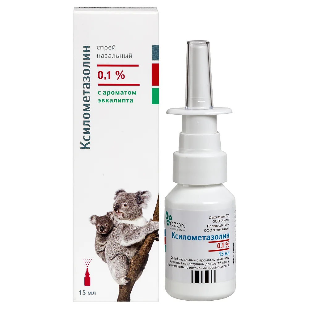 Xylometazoline 0.1% nasal spray with eucalyptus scent 15 ml