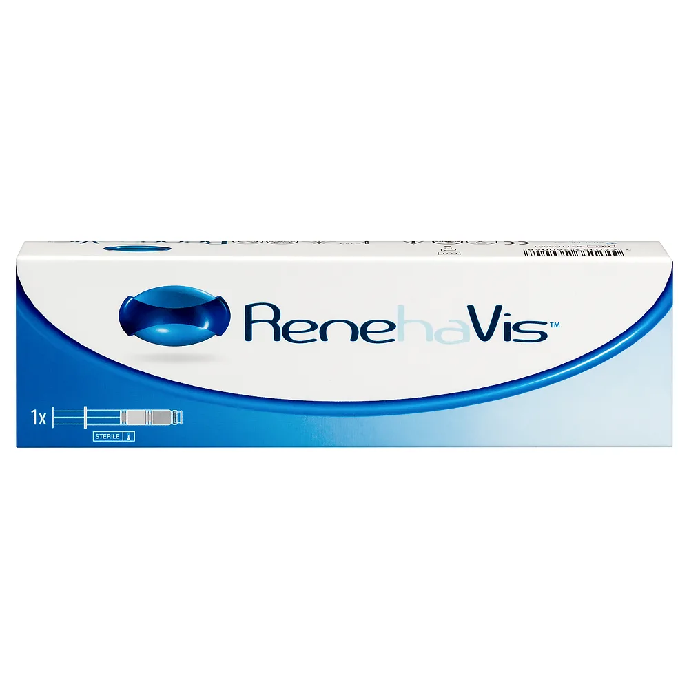 Renehavis synovial fluid implant for intra-articular injections two-chamber syringe without needle 2.2% 0.7 ml + 1 g% 0.7 ml 1 pc.