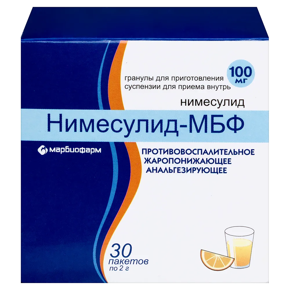Nimesulide-MBF 100 mg 30 pcs. packet granules for suspension preparation for oral use 2 g