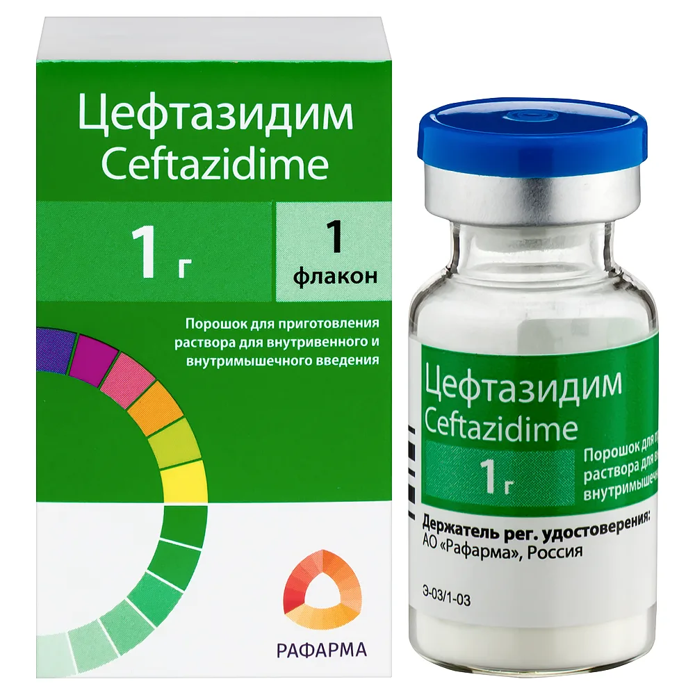 Ceftazidime 1000 mg powder for solution for intravenous and intramuscular injection vial 1 pc.