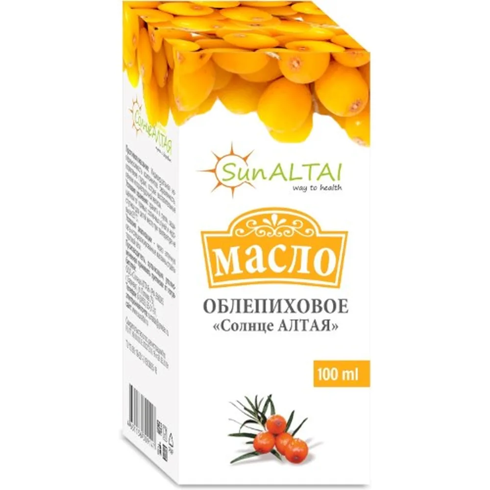 Sea-buckthorn oil Sun of Altai 100 ml bottle in individual packaging / carotenoids not less than 25 mg% /