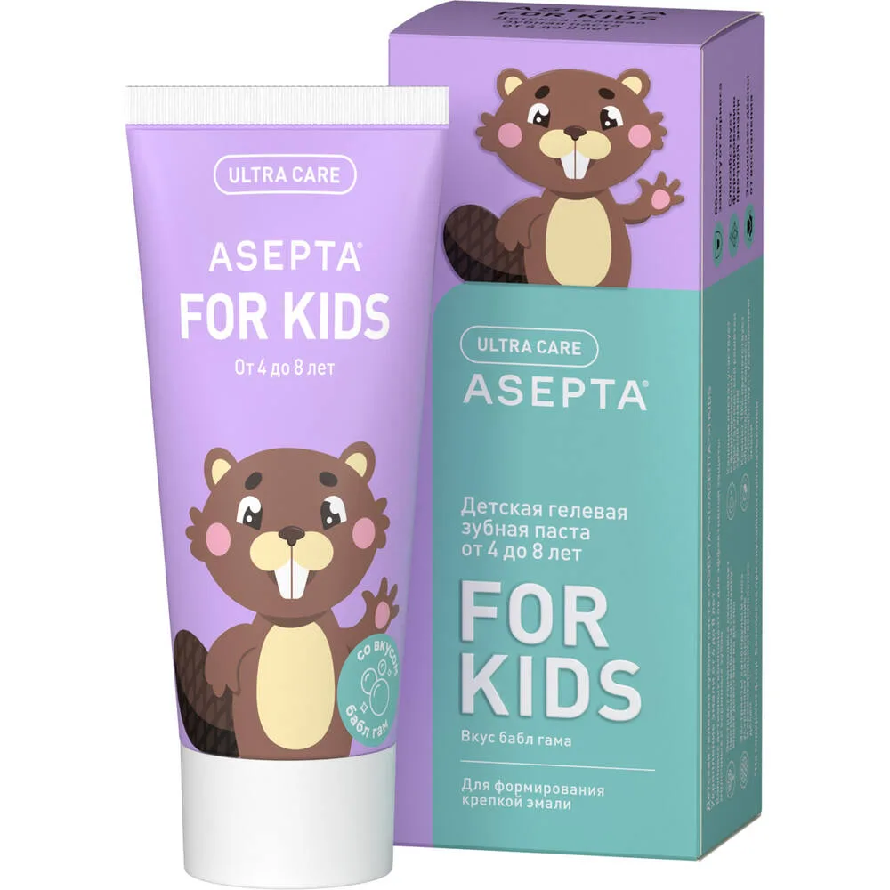Asepta Kids Gel Toothpaste Enamel Strengthening for Ages 4 to 8 50 ml