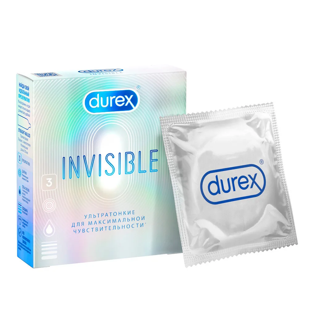 Durex Invisible Ultra Thin Condoms 3 pcs.