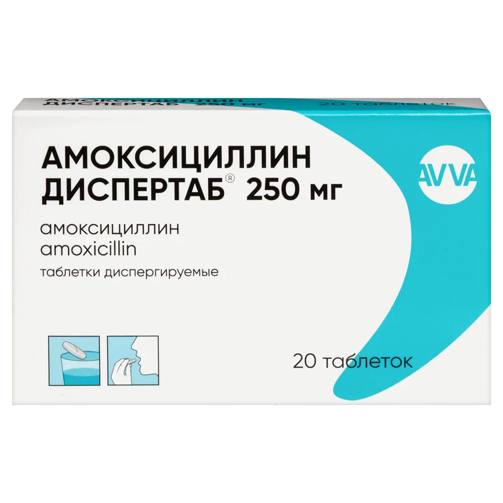 Amoxicillin DisperTab 250 mg 20 tablets dispersible