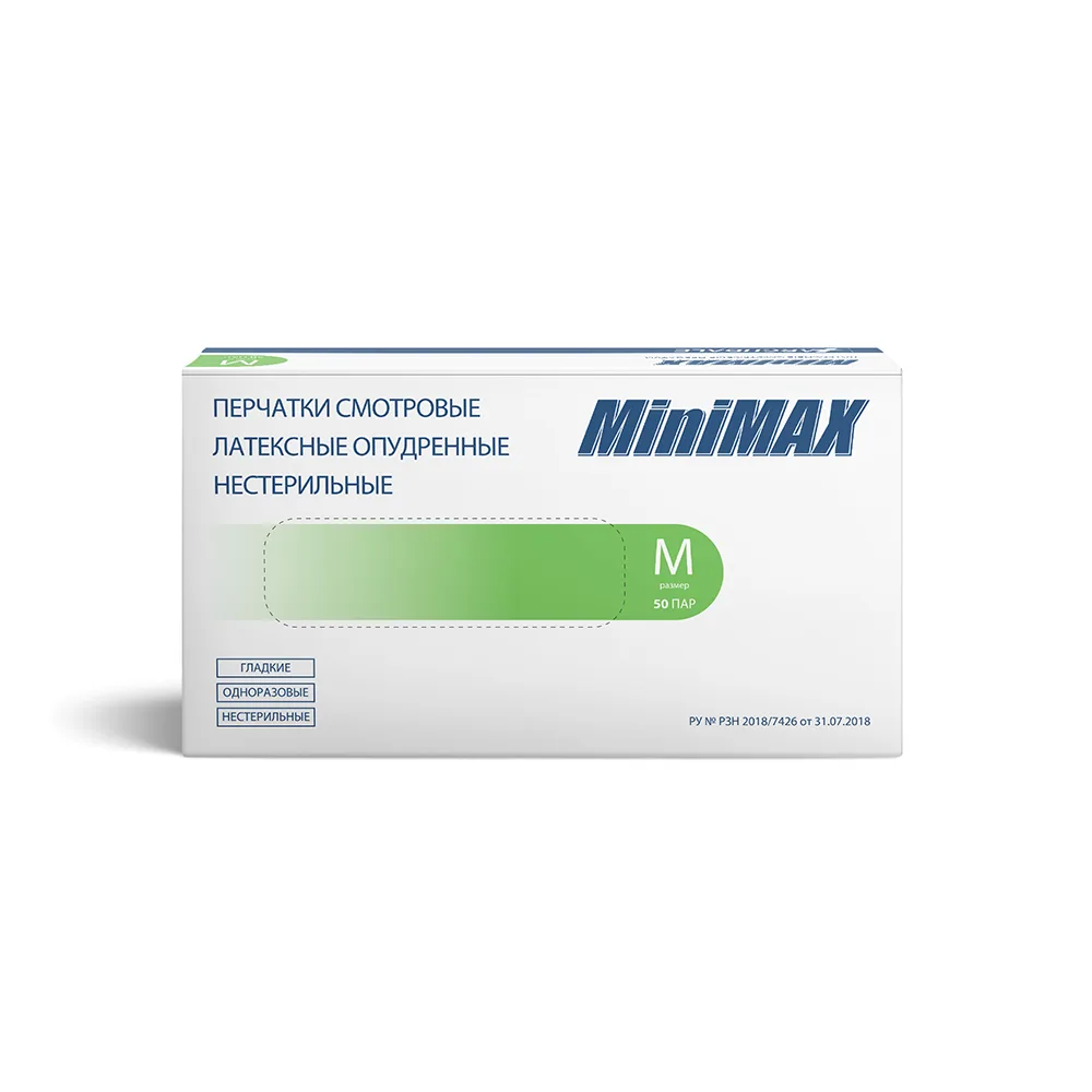 Archdale Minimax Latex Non-Sterile Powdered Smooth Examination Gloves M 50 pairs
