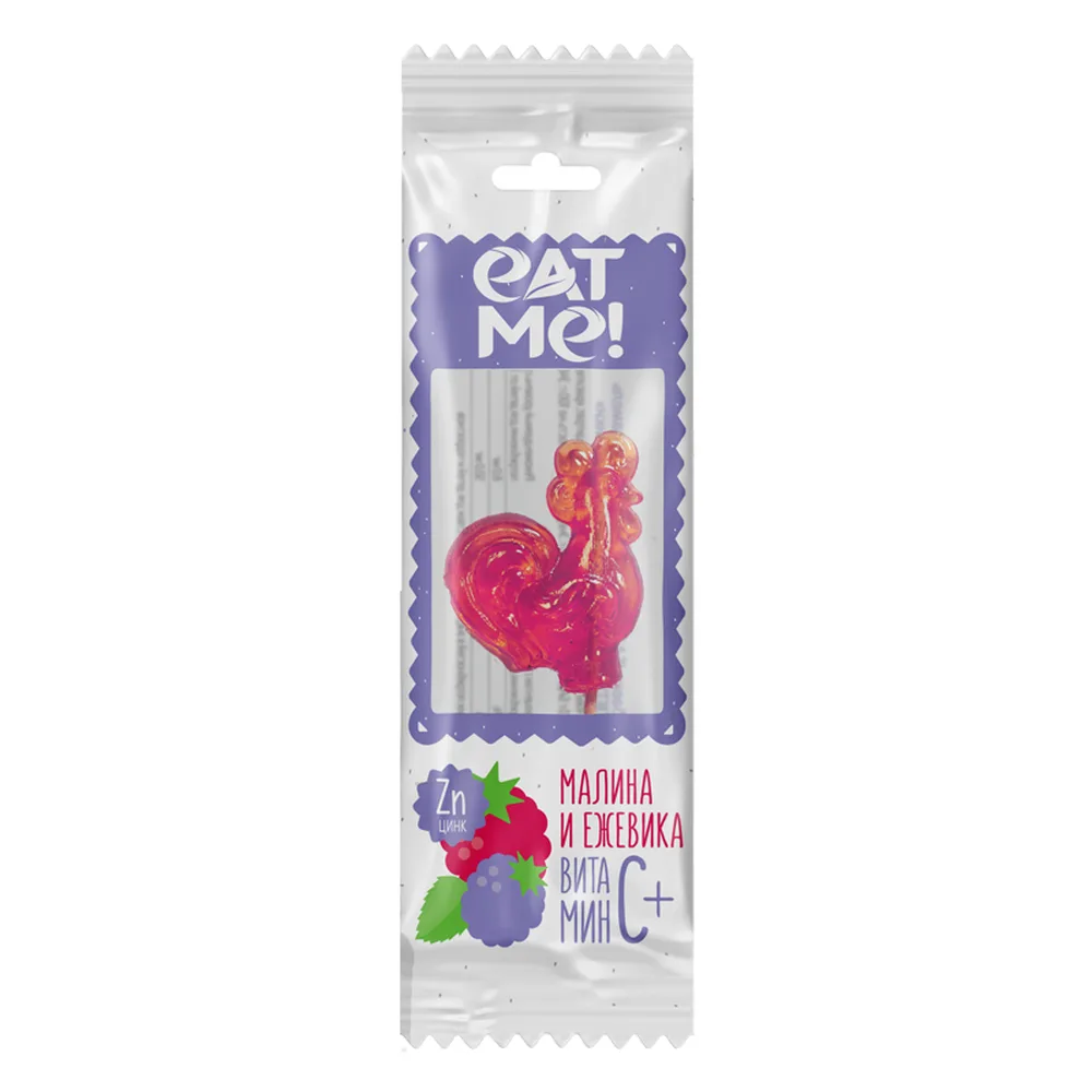 Eat me lollipop candy with zinc and vitamin C rooster raspberry and blackberry flavor 17 g