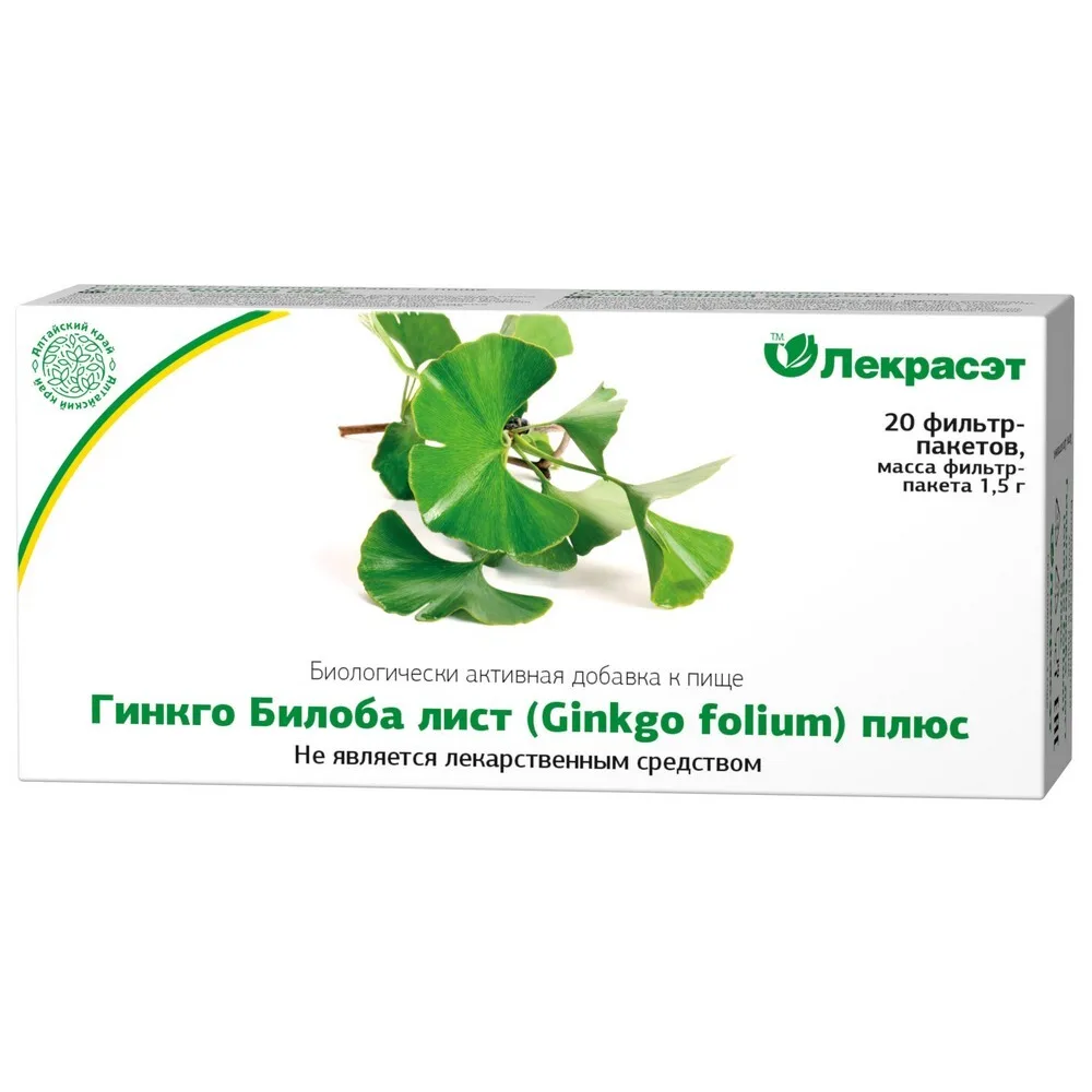 Ginkgo biloba leaves (ginkgo folium) plus 20 filter bags weighing 1.5 g