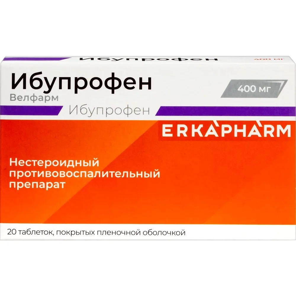 Ibuprofen Velfarm 400 mg 20 coated tablets