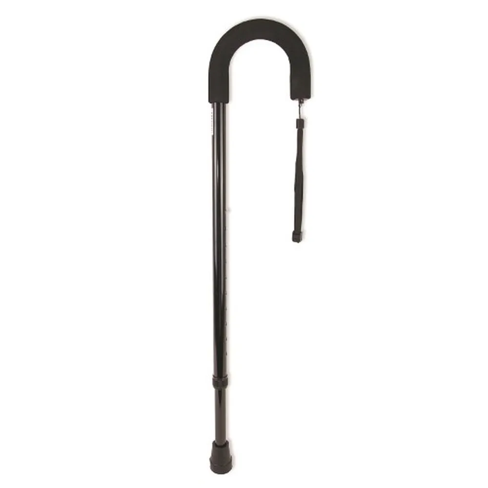 AMC 31 Telescopic Metal Walking Cane with Rounded Handle and Soft Grip/Black