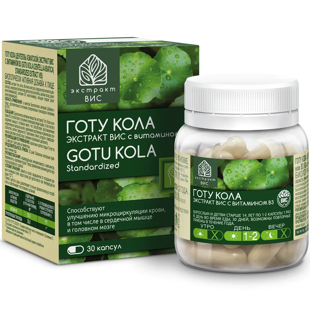 Gotu Kola (Centella Asiatica) Extract with Vitamin B3 30 pcs Capsules 0.3 g