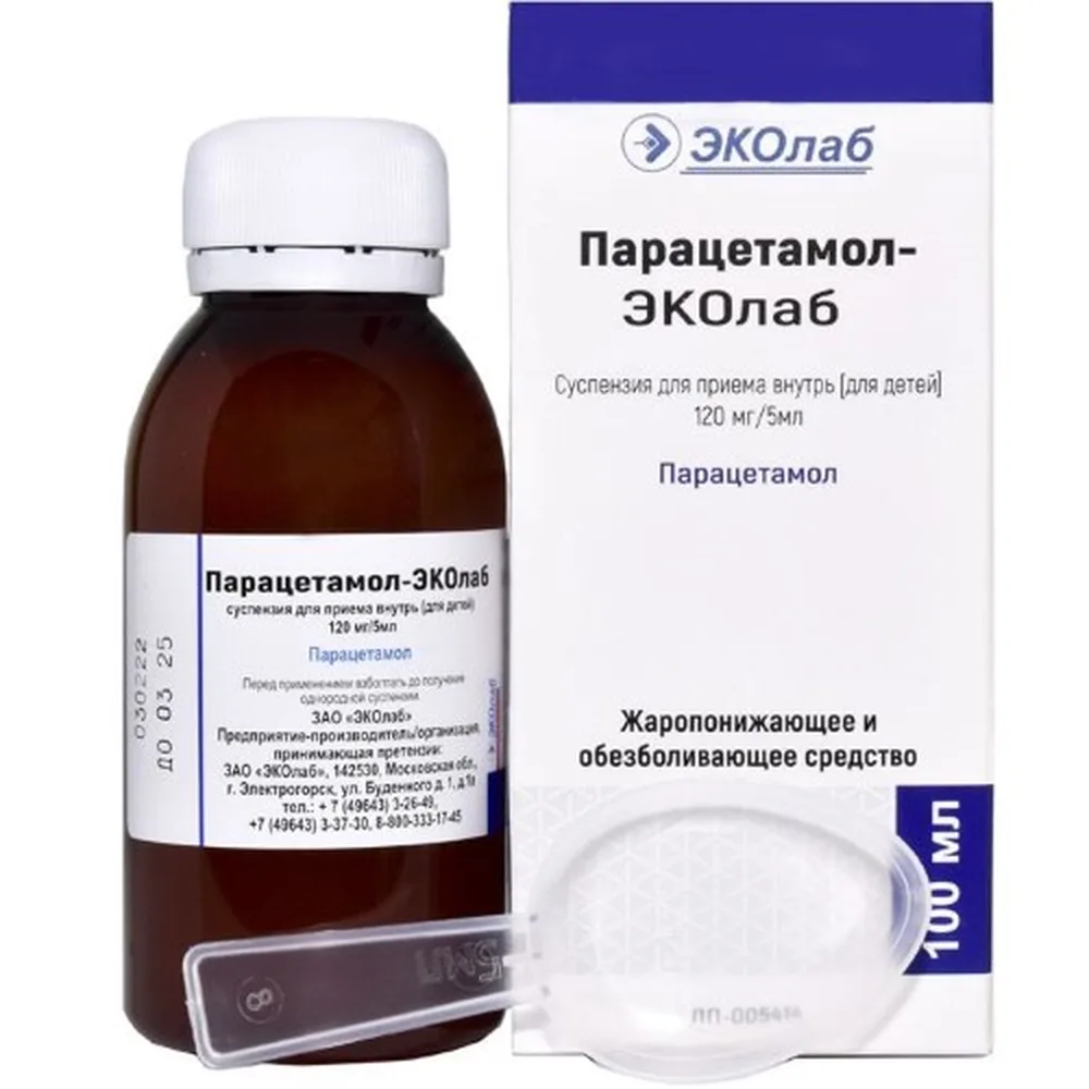 Paracetamol-Ecolab 0.12/5 ml bottle suspension for oral use 100 ml