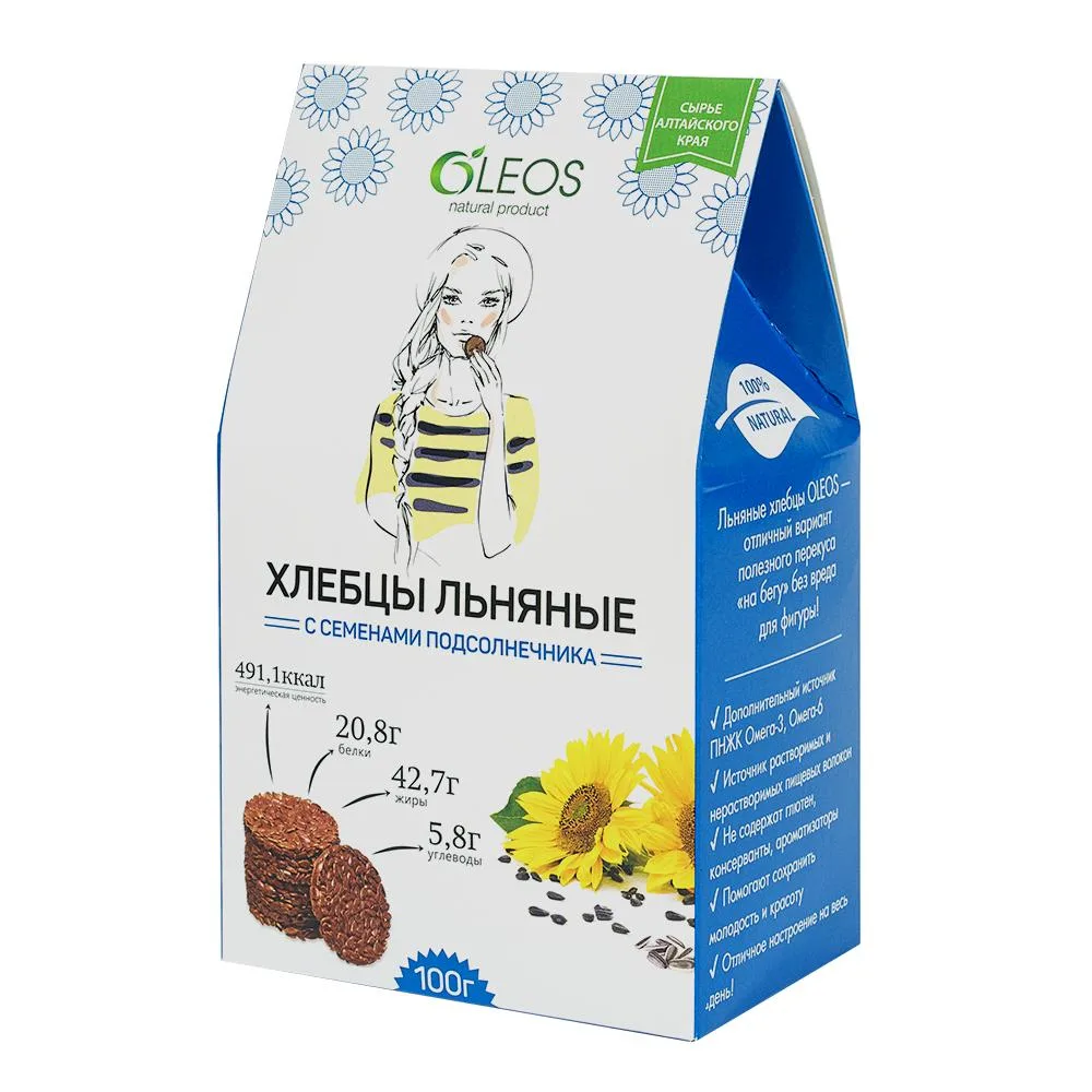 Oleos Flaxseed Crispbreads with Sunflower Seeds 100 g