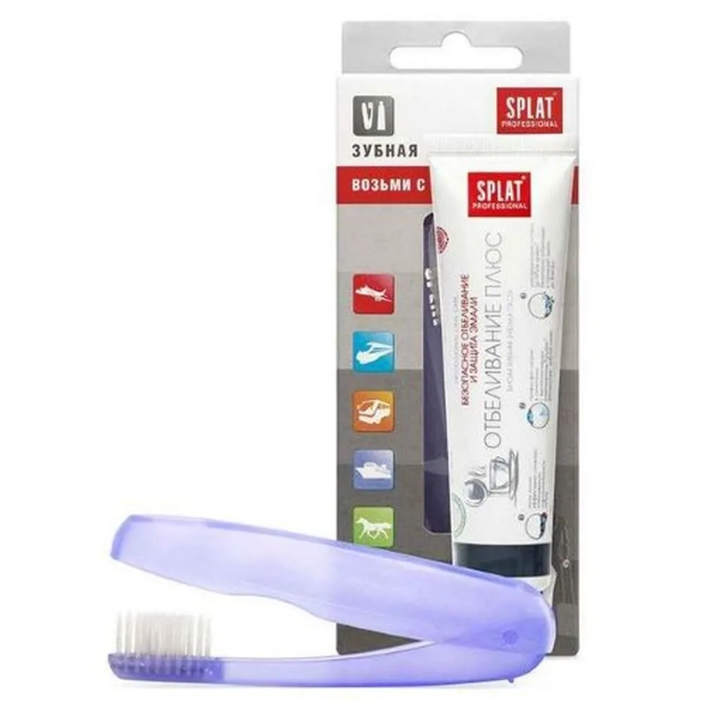 Splat Professional Travel Kit/Toothpaste White Plus 40 ml + Folding Toothbrush