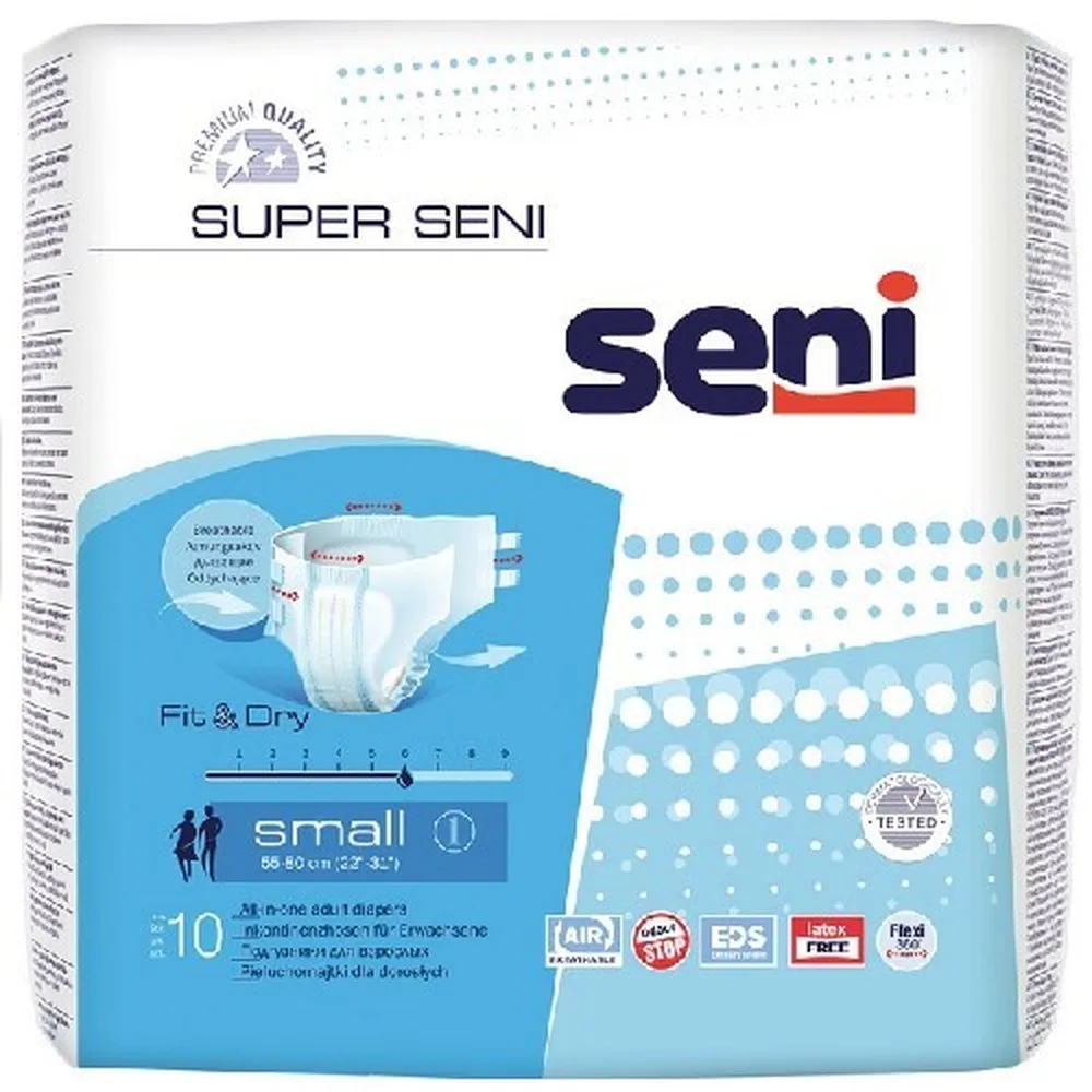 Seni Super Adult Diapers Size Small Waist Circumference 55-80 cm 10 pcs
