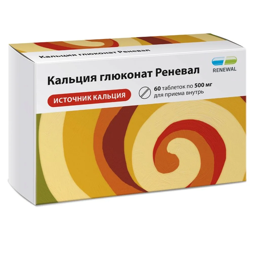 Calcium gluconate Renewel 500 mg 60 tablets