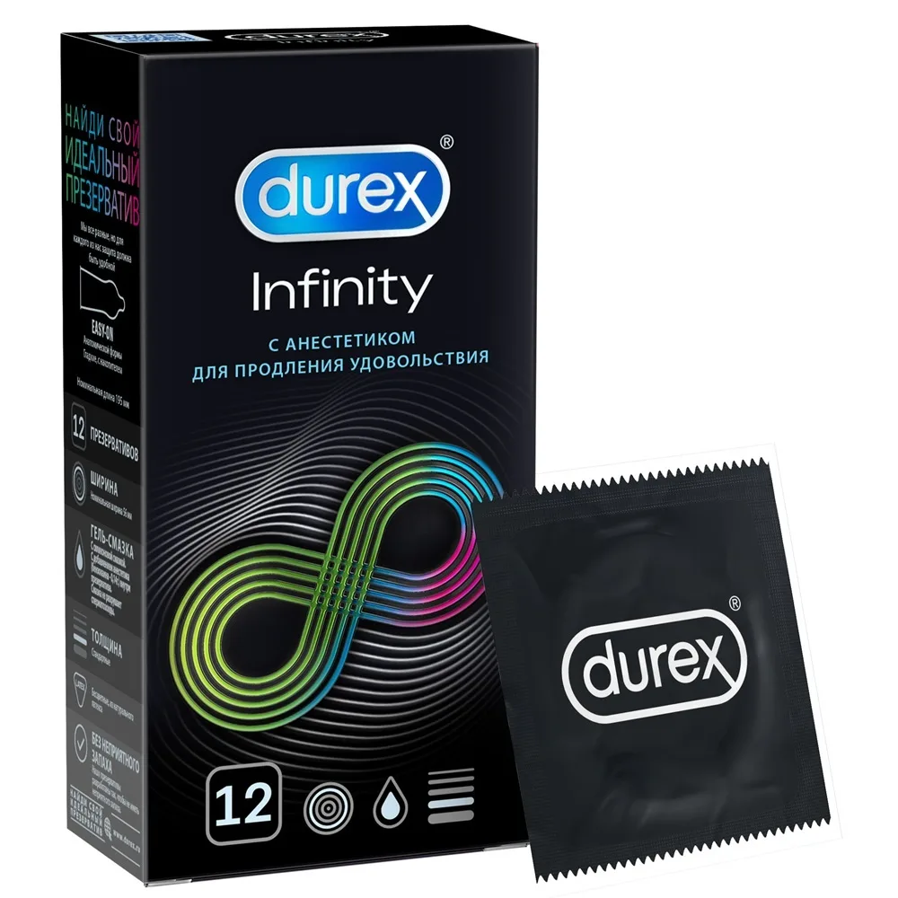 Durex Infinity Smooth Condoms with Anesthetic 12 pcs