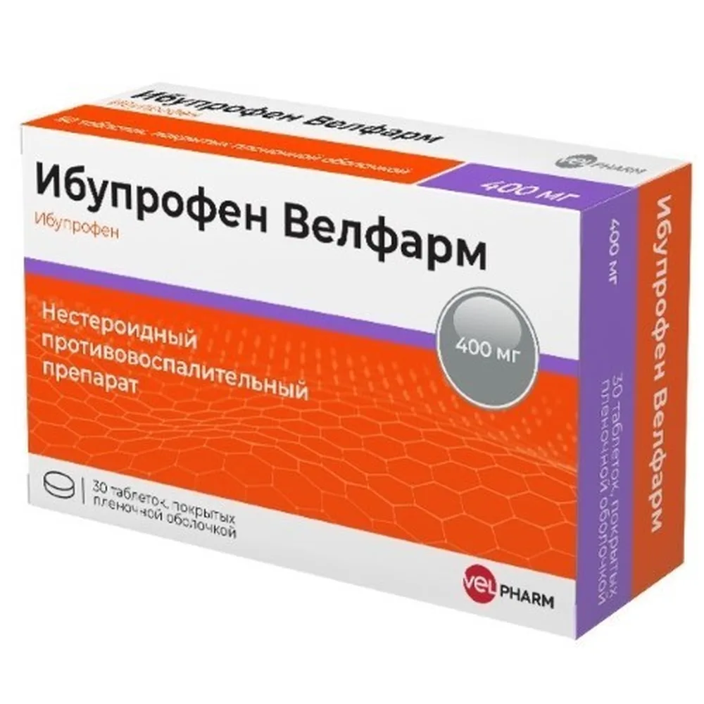 Ibuprofen Velpharm 400 mg 30 coated tablets blister
