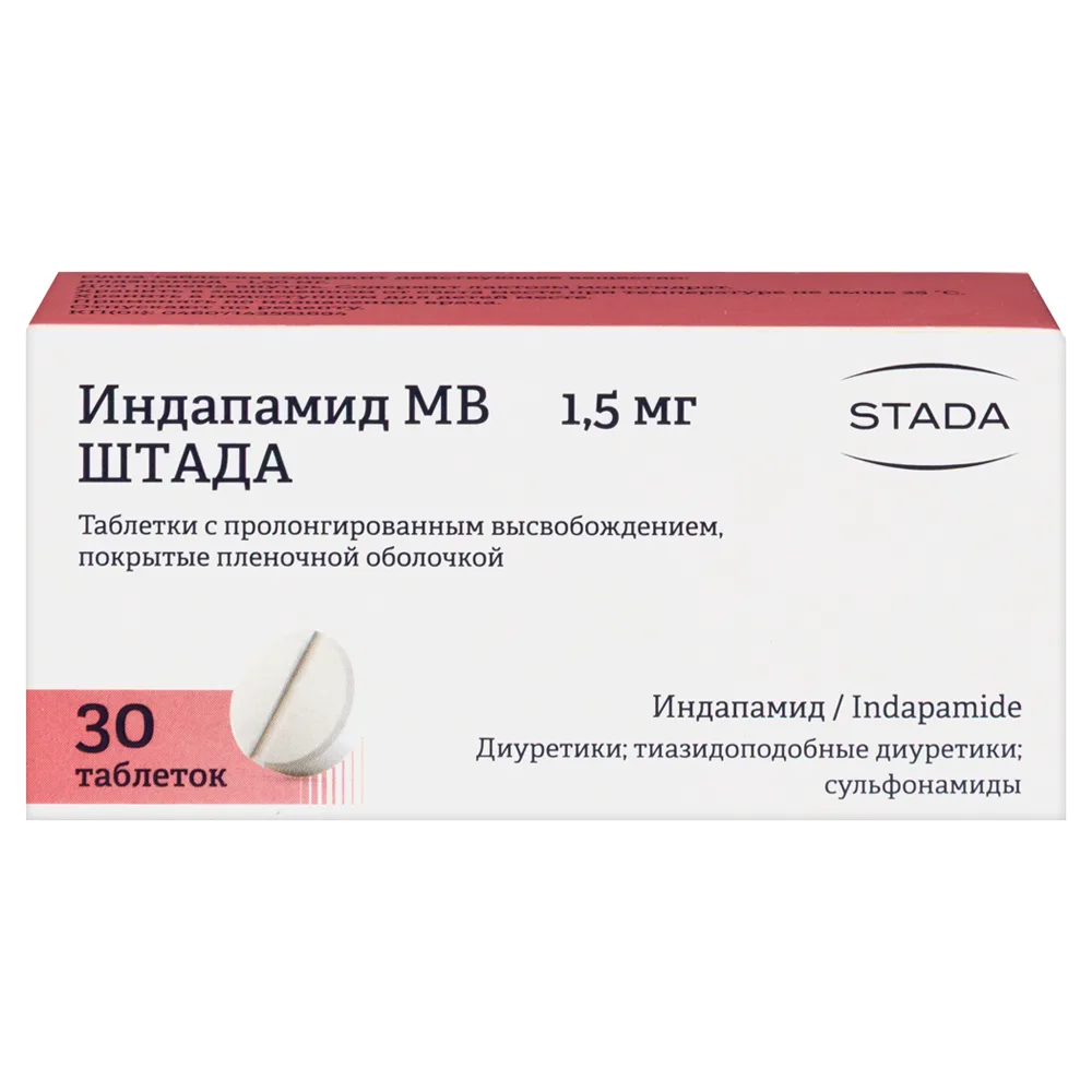 Indapamide MV Stada 1.5 mg 30 coated prolonged-release tablets