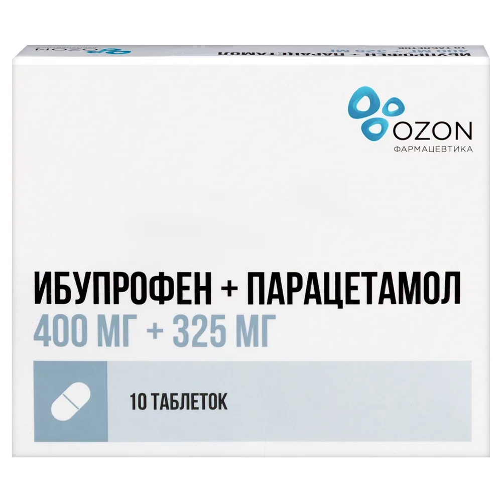 Ibuprofen + Paracetamol 400 mg + 325 mg 10 coated tablets