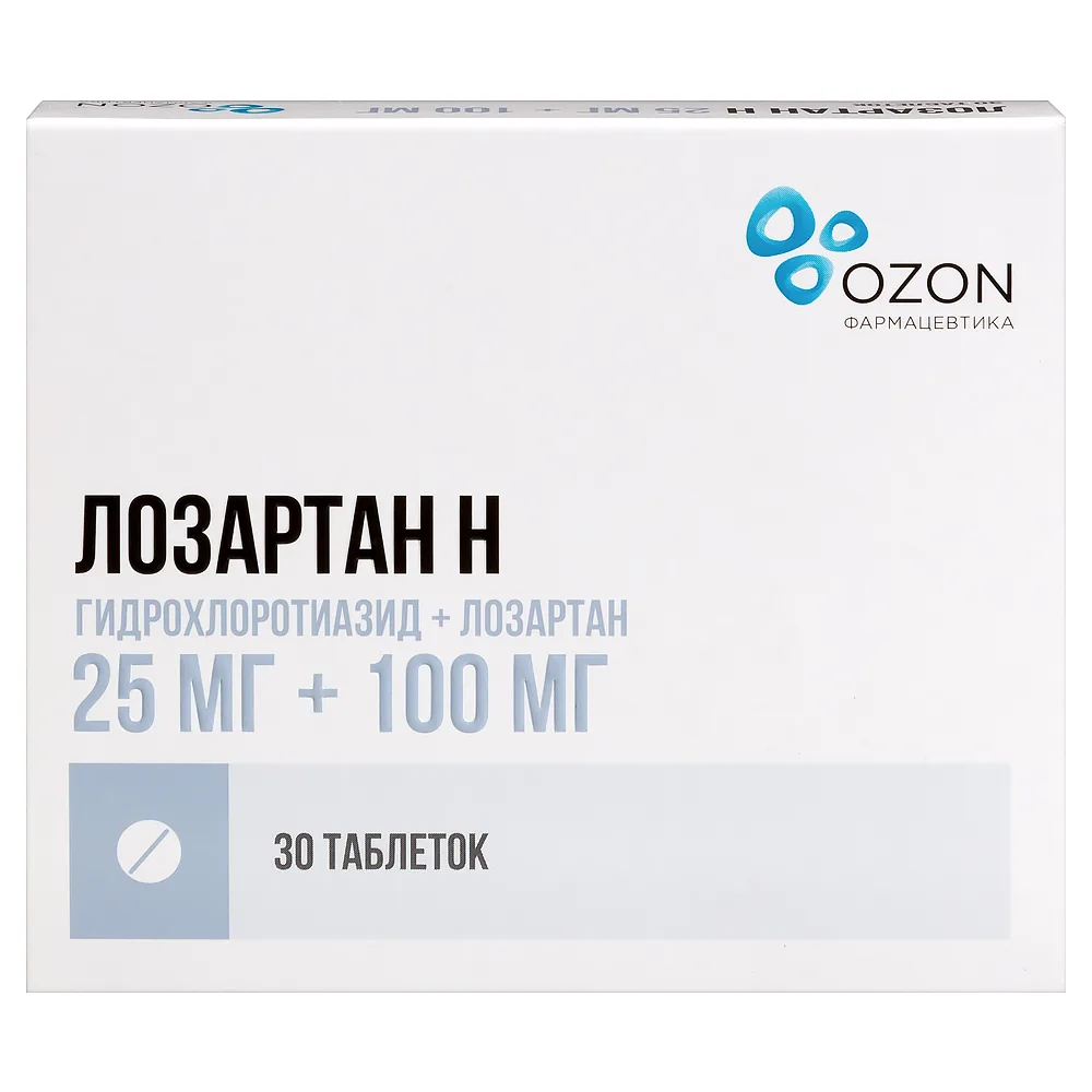 Losartan 25 mg + 100 mg 30 tablets, film-coated, blister pack