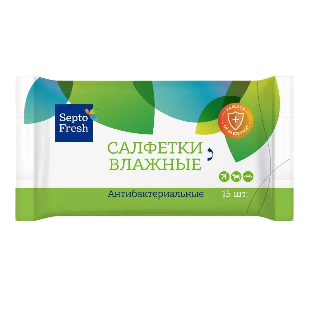 Septofresh antibacterial wet wipes 15 pcs.