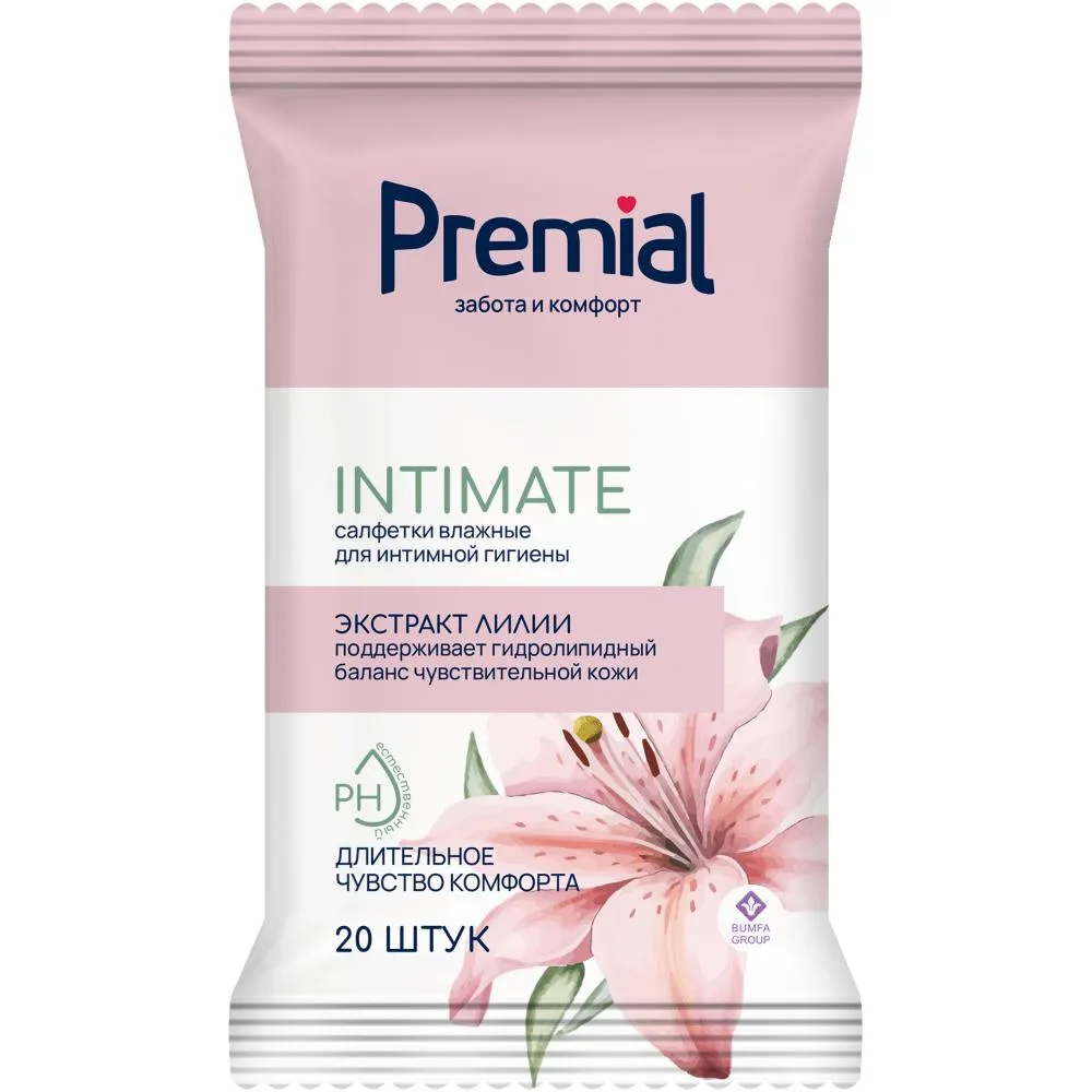 Premial intimate hygiene wipes 20 pcs / lily