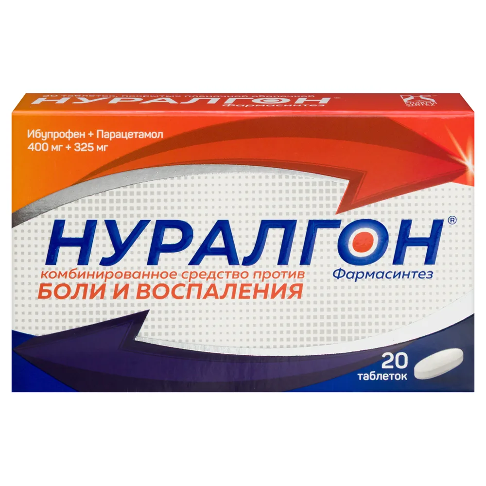 Nuralgon Pharmasintez 400 mg + 325 mg 20 coated tablets