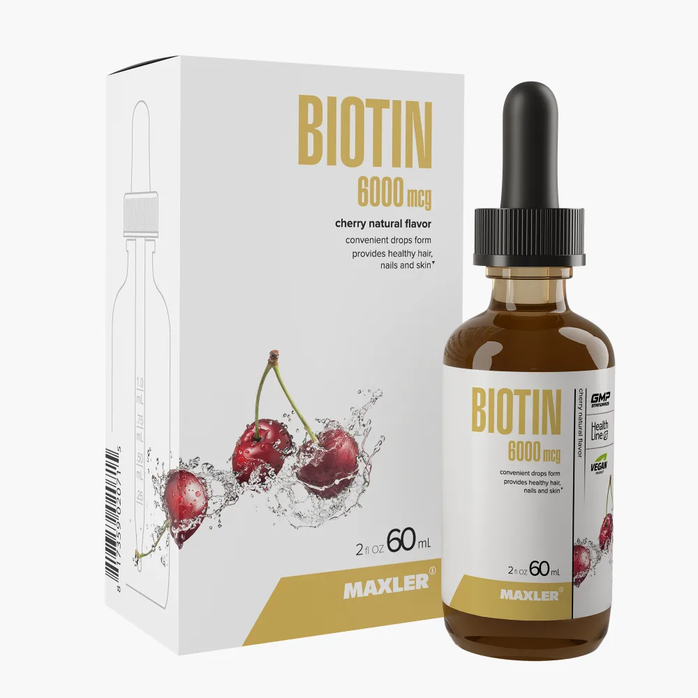 Maxler Biotin 6000 mcg Cherry Flavor Liquid 60 ml