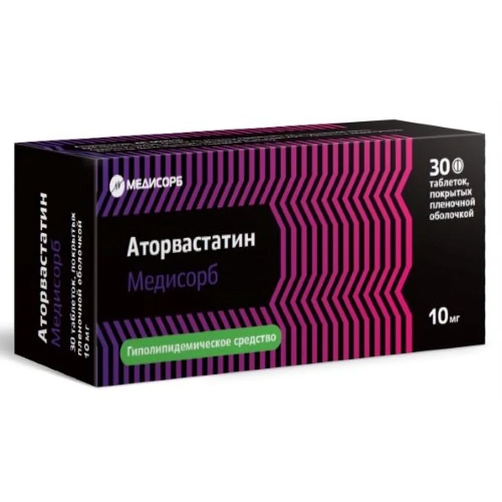 Atorvastatin Medisorb 10 mg 30 coated tablets