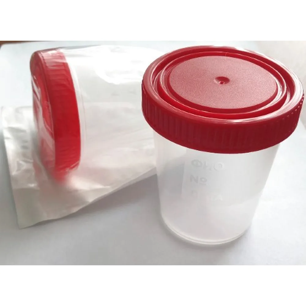 Sterile Disposable Medical Polymer Container with Lid 100 ml