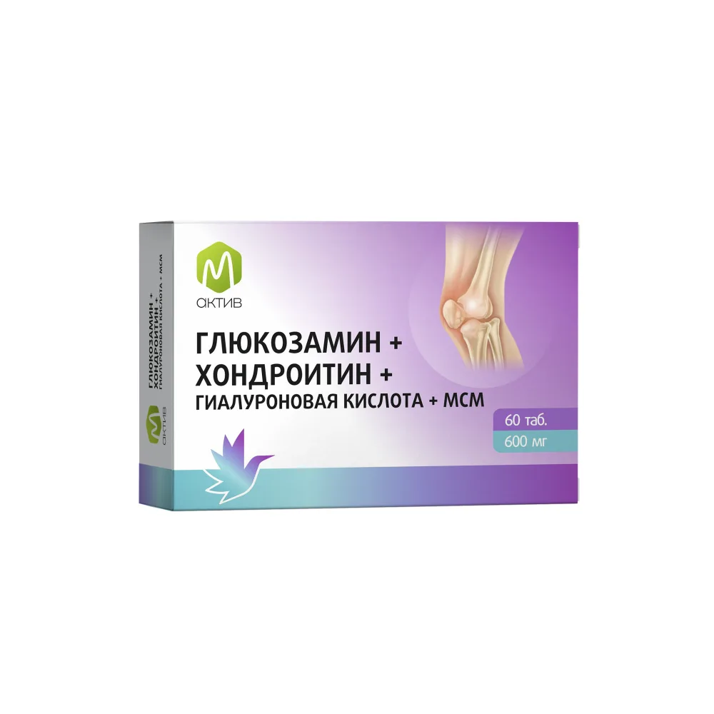 M Active Glucosamine + Chondroitin + Hyaluronic Acid + MSM 60 tablets 600 mg/blister