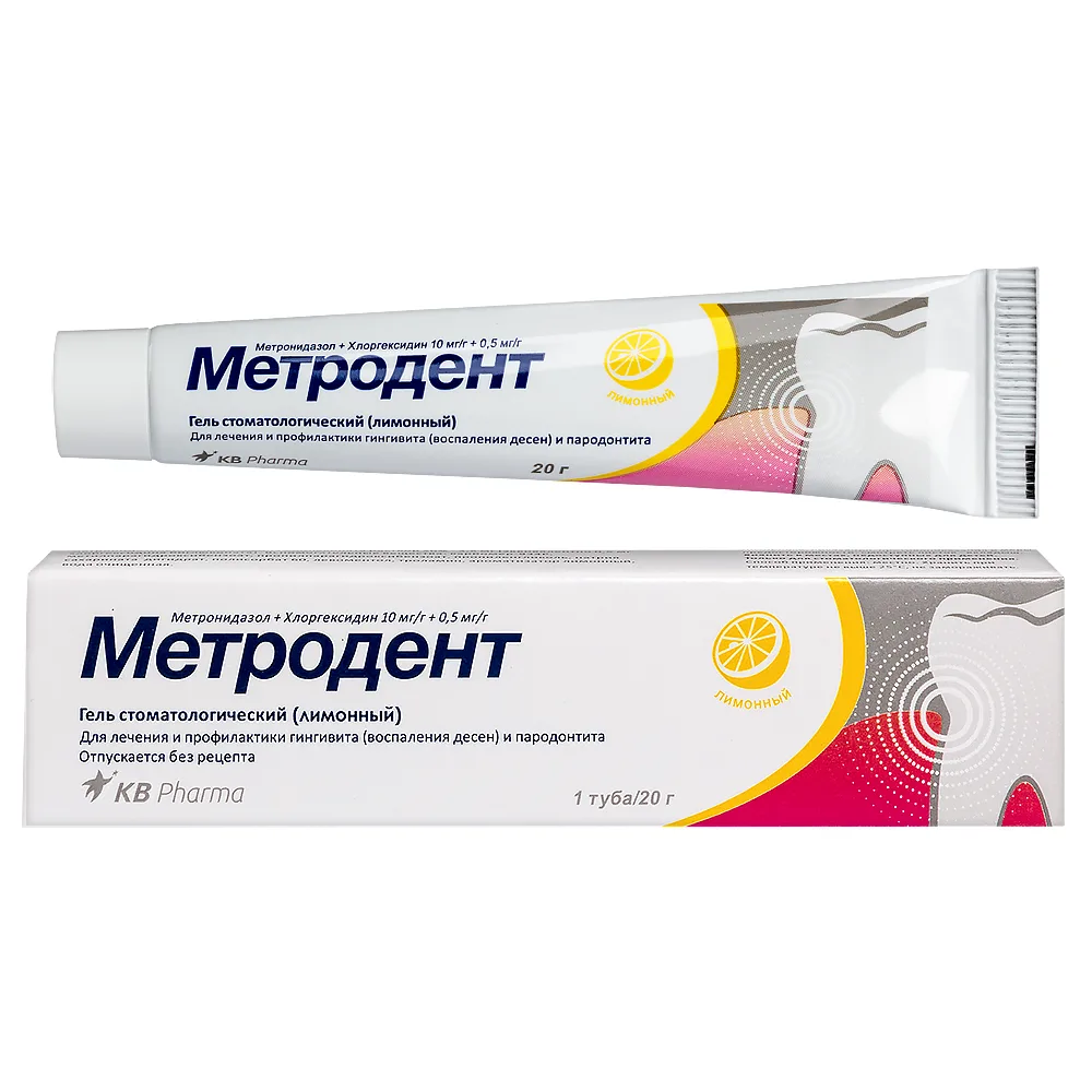 Metrodent 10 mg/g + 0.5 mg/g dental gel lemon flavor 20 g