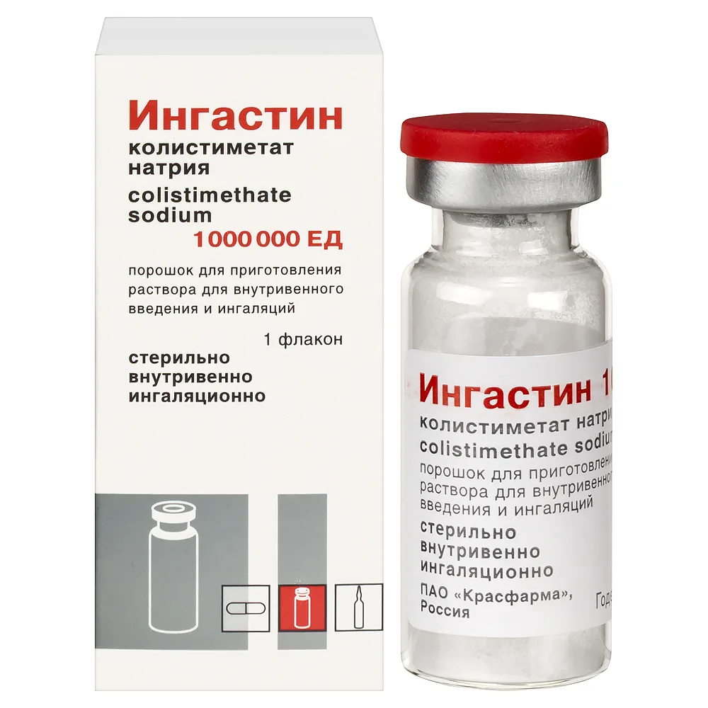 Ingastin 1000000 IU 1 pc. vial powder for solution preparation for intravenous administration and inhalation