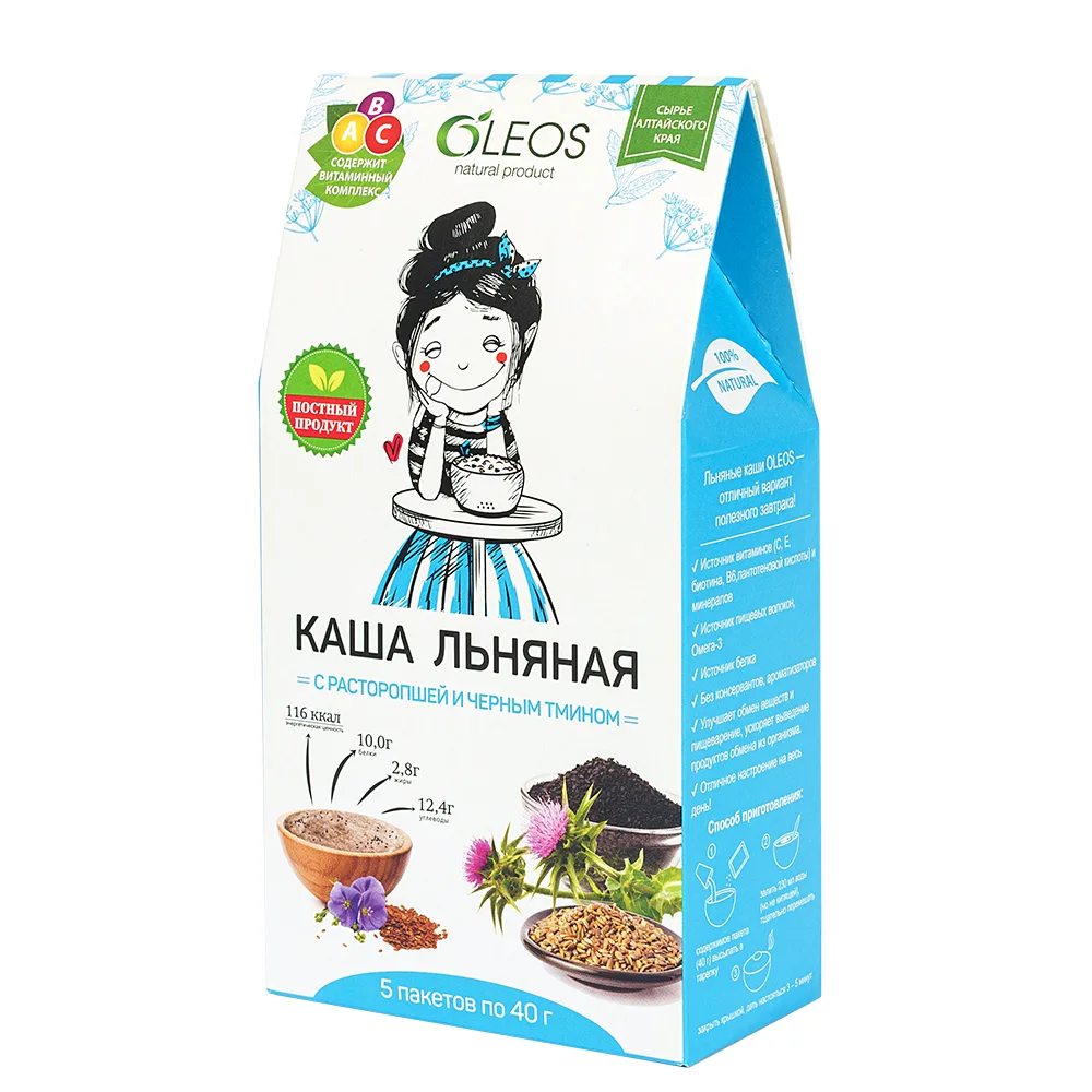 Oleos Flaxseed Porridge with Milk Thistle and Black Cumin 40 g 5 pcs pack
