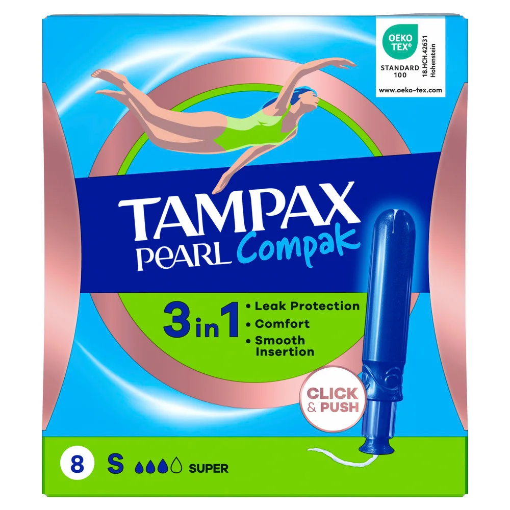 Tampax Compak Pearl Super Tampons with Applicator 8 pcs.