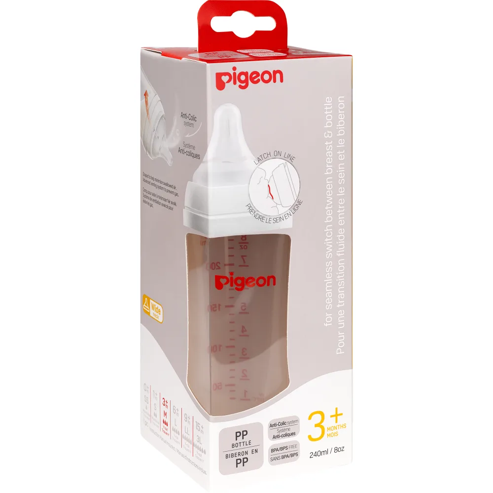 Pigeon Softouch Peristaltic Plus Polypropylene Feeding Bottle 3+ 240 ml