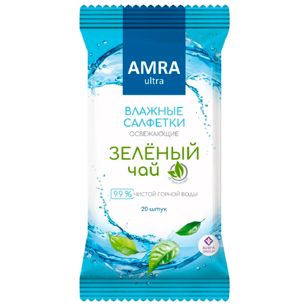 Amra refreshing wet wipes 20 pcs/green tea