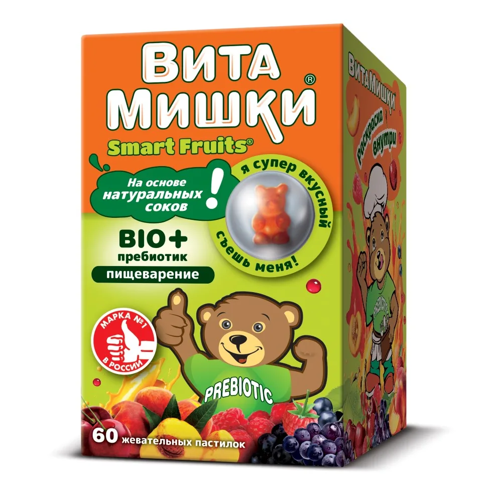 VitaMishki bio + prebiotic 60 chewable pastilles 2500 mg