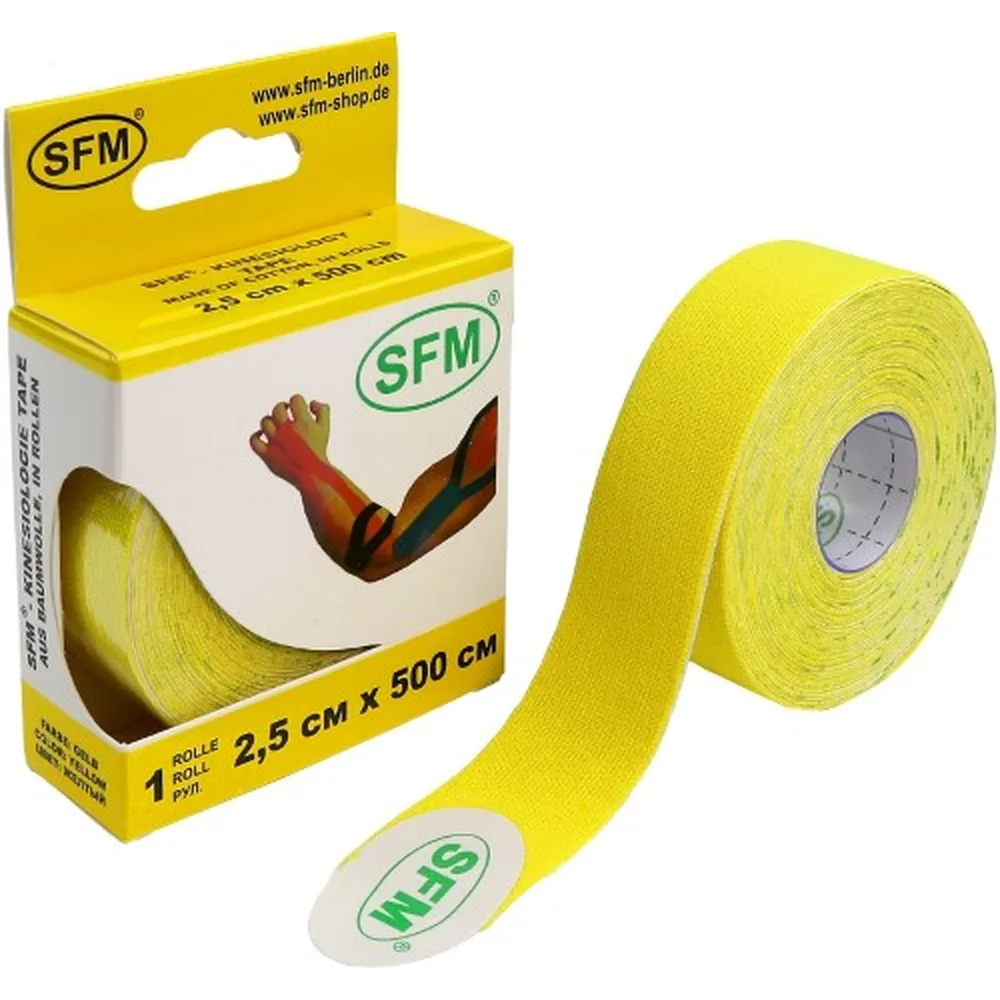 SFM-Plaster Kinesiology Tape on Cotton Base Roll 2.5x500 cm 1 pc/yellow/kinesiology tape