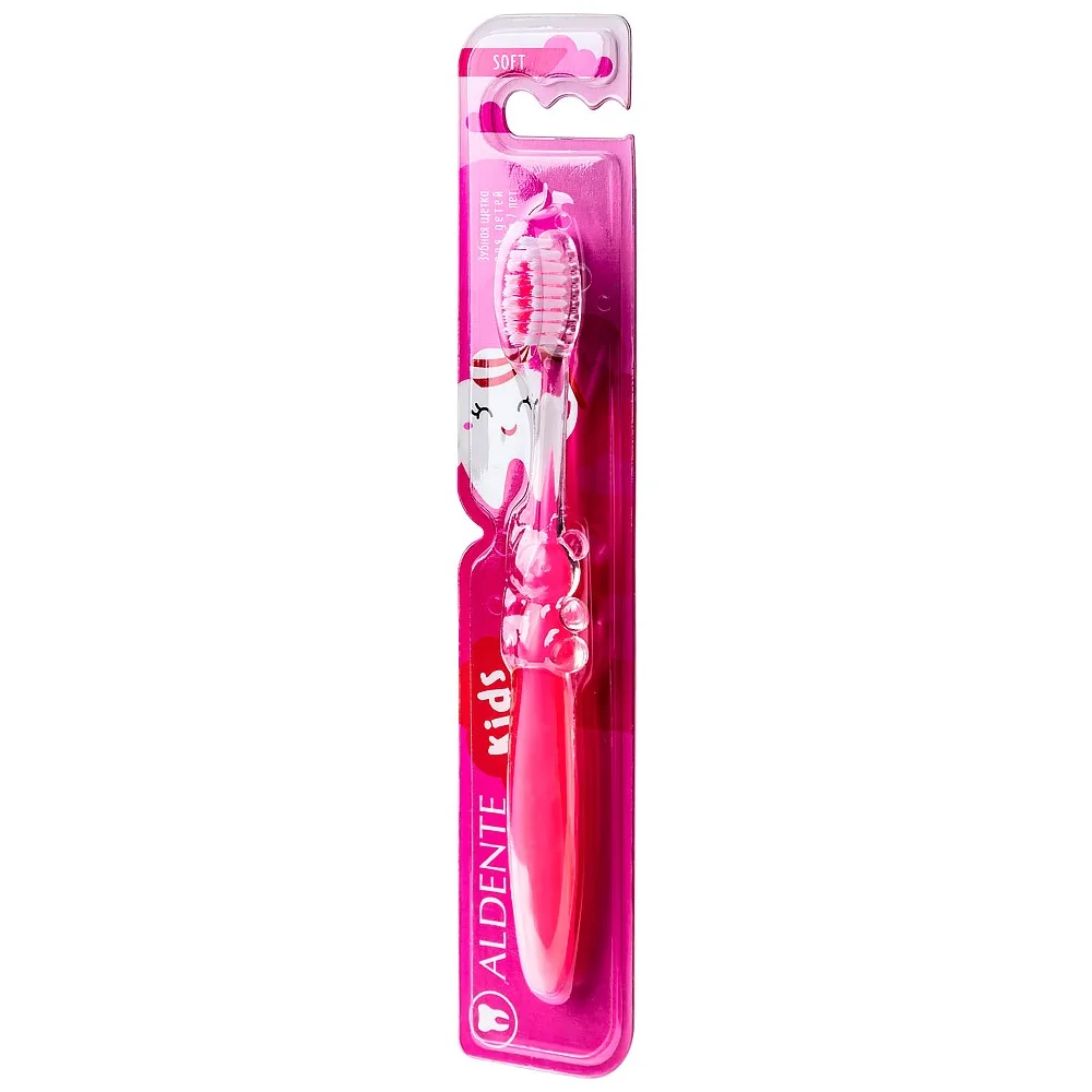 Aldente Kids Toothbrush for Children Aged 3 to 7 Years/Soft/Pink